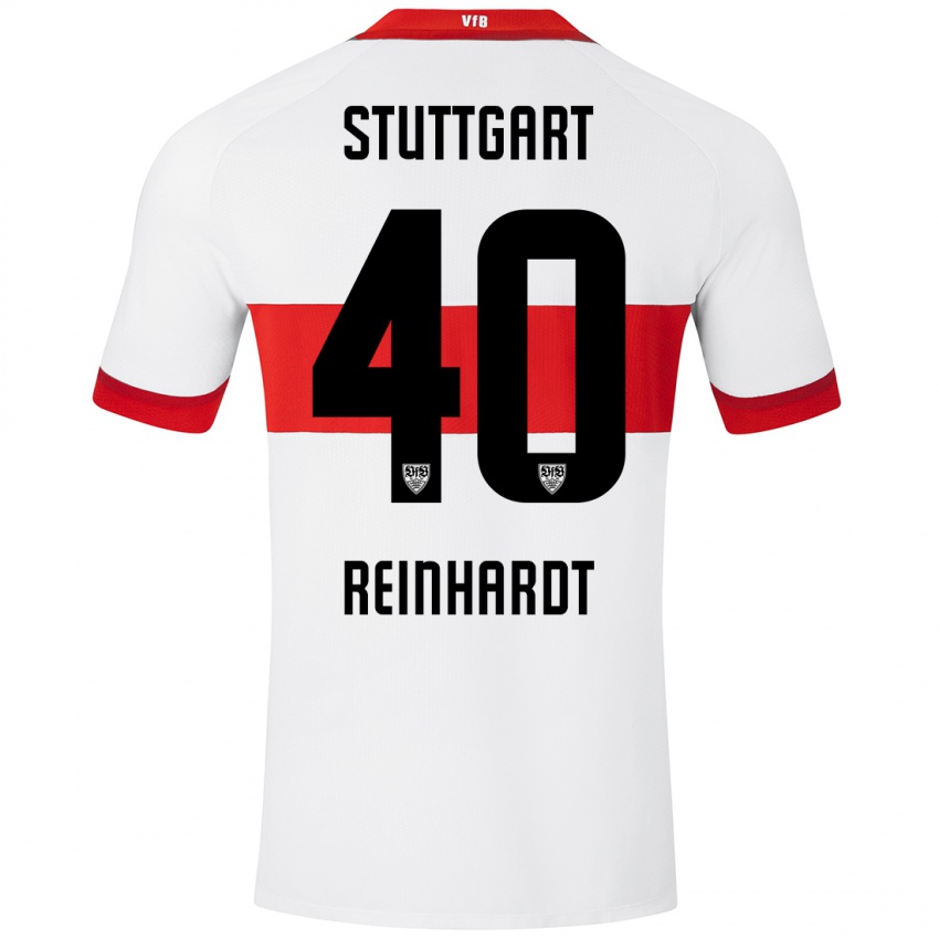 Gyermek Peter Reinhardt #40 Fehér Piros Hazai Jersey 2024/25 Mez Póló Ing