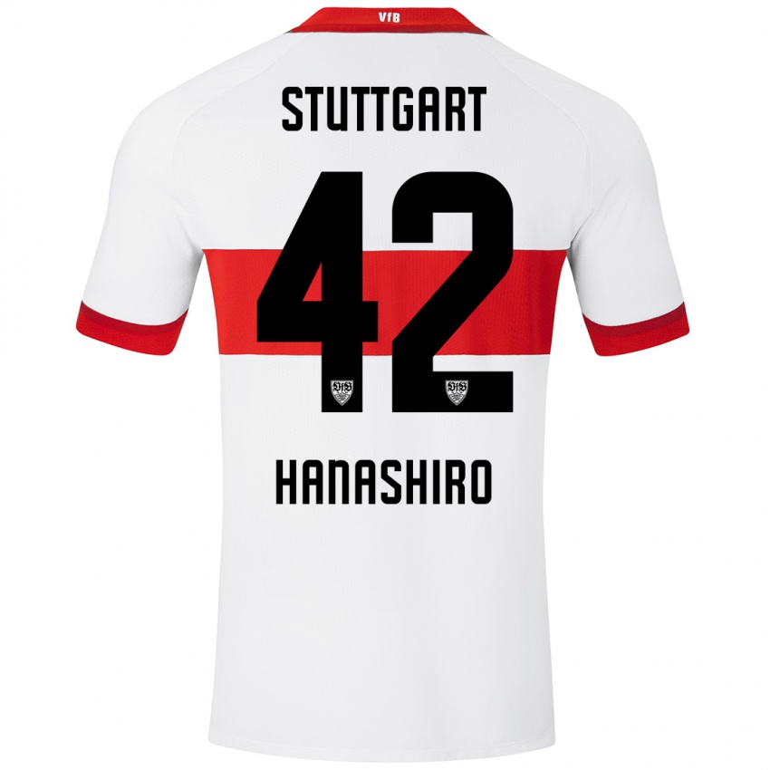 Gyermek Rinto Hanashiro #42 Fehér Piros Hazai Jersey 2024/25 Mez Póló Ing