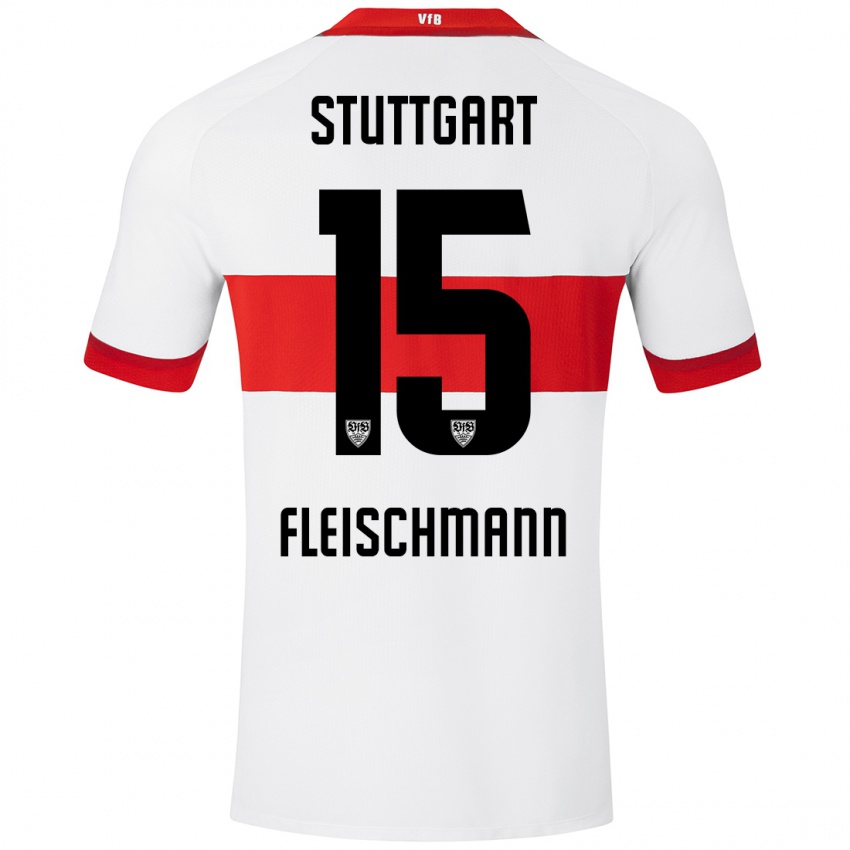 Gyermek Svea Fleischmann #15 Fehér Piros Hazai Jersey 2024/25 Mez Póló Ing