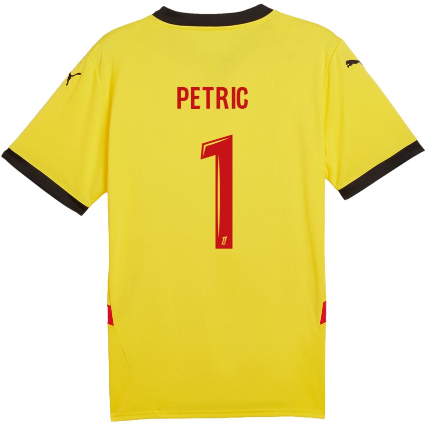 Gyermek Denis Petric #1 Sárga Piros Hazai Jersey 2024/25 Mez Póló Ing