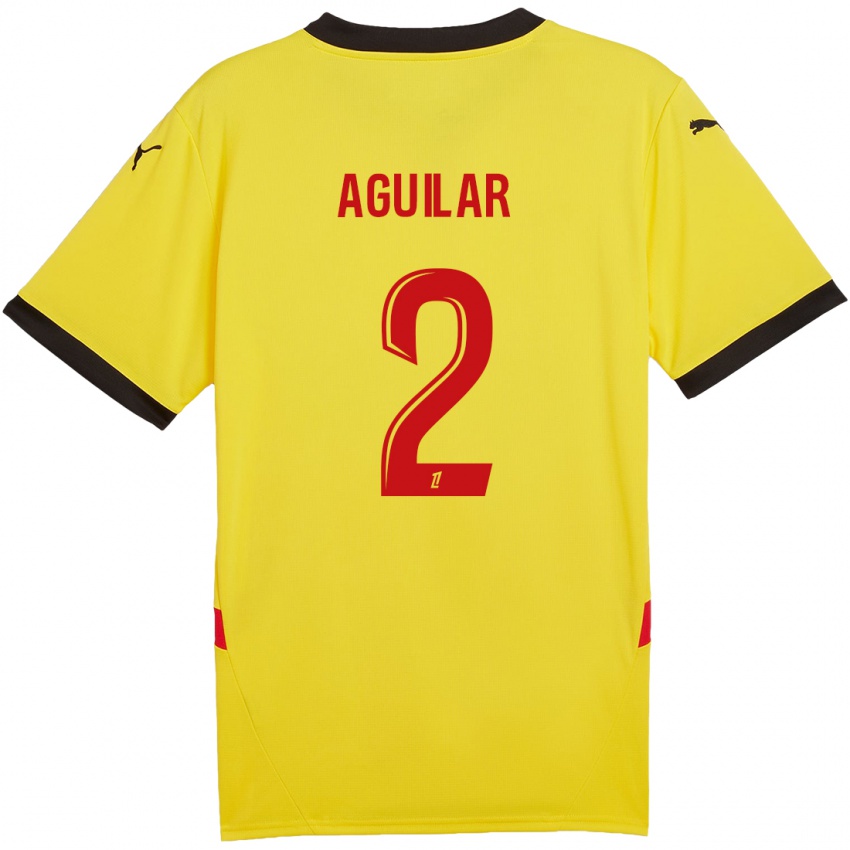 Gyermek Ruben Aguilar #2 Sárga Piros Hazai Jersey 2024/25 Mez Póló Ing