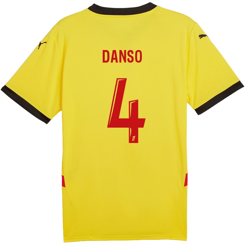 Gyermek Kevin Danso #4 Sárga Piros Hazai Jersey 2024/25 Mez Póló Ing