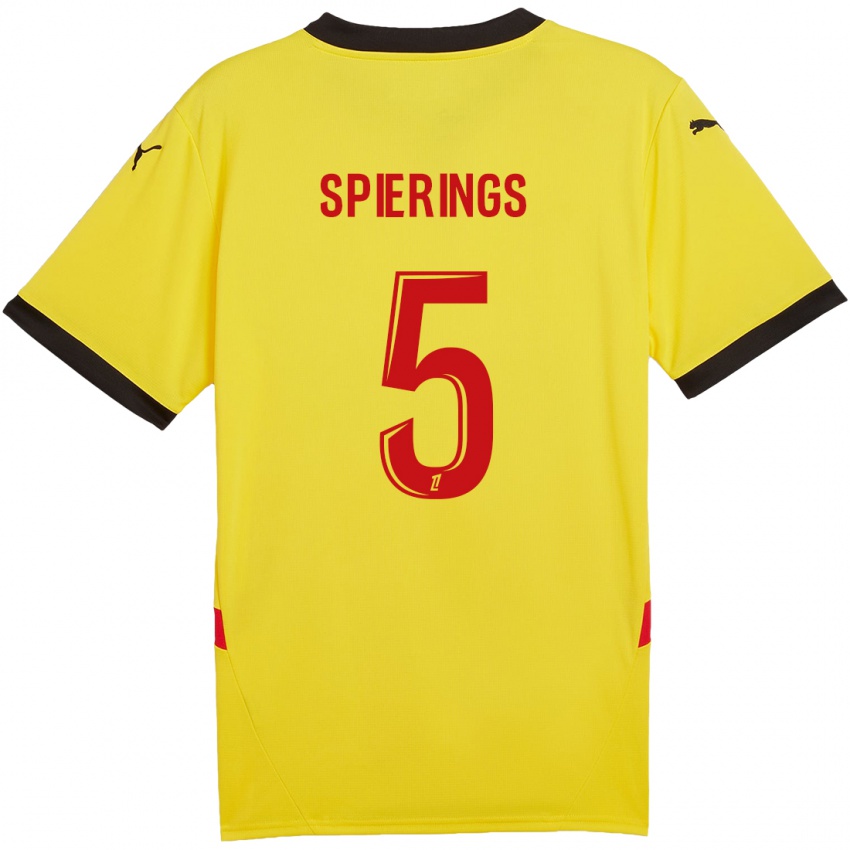 Gyermek Stijn Spierings #5 Sárga Piros Hazai Jersey 2024/25 Mez Póló Ing