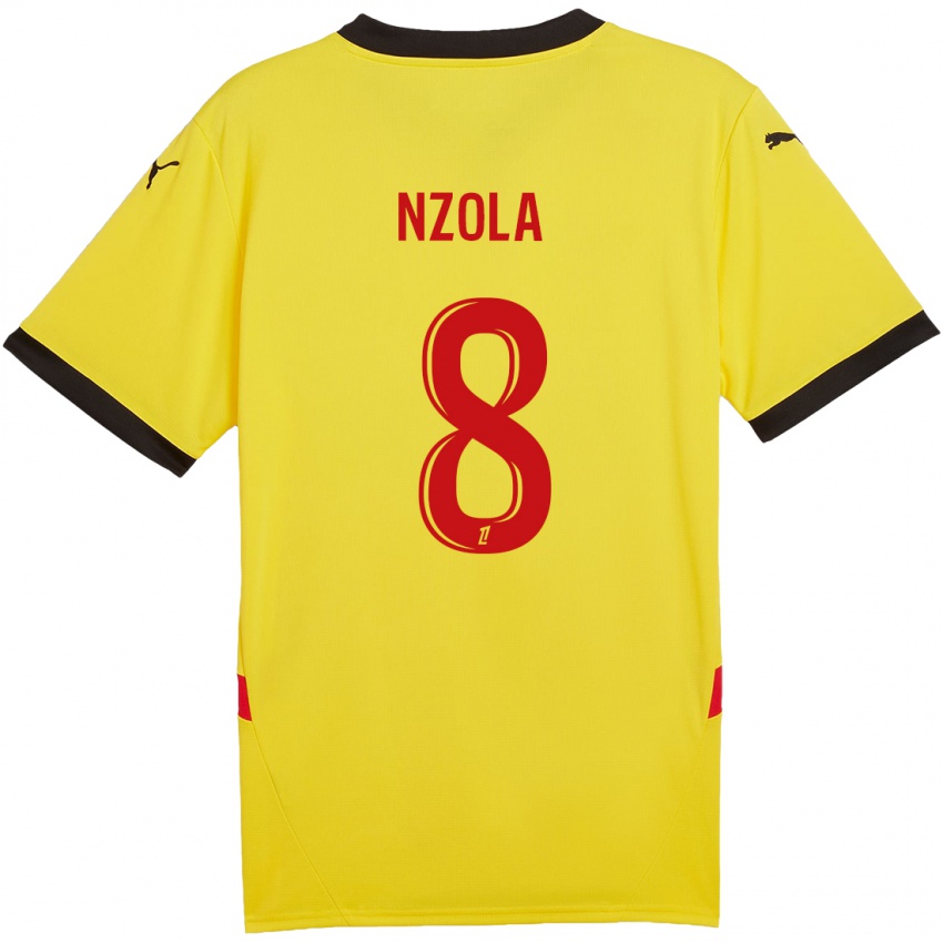 Gyermek M'bala Nzola #8 Sárga Piros Hazai Jersey 2024/25 Mez Póló Ing