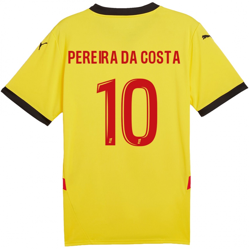 Gyermek David Pereira Da Costa #10 Sárga Piros Hazai Jersey 2024/25 Mez Póló Ing