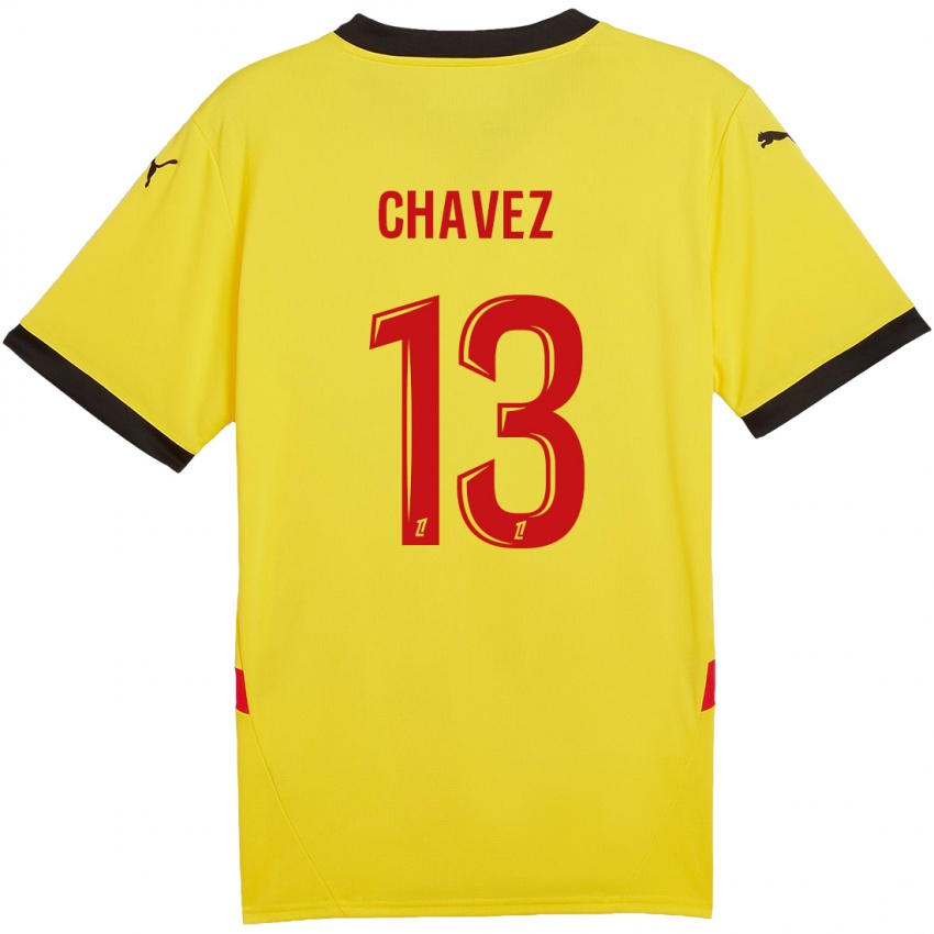 Gyermek Jhoanner Chávez #13 Sárga Piros Hazai Jersey 2024/25 Mez Póló Ing