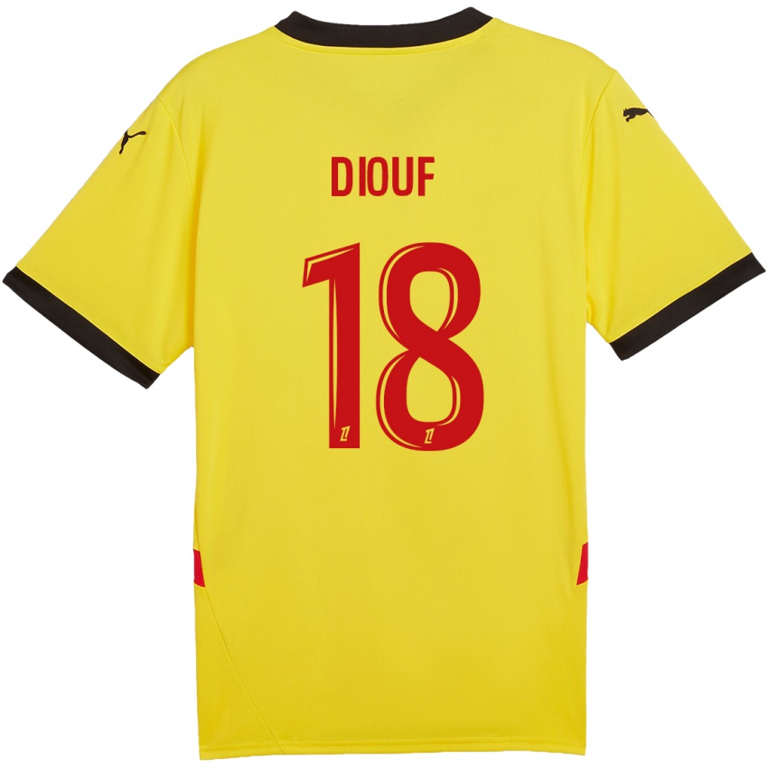 Gyermek Andy Diouf #18 Sárga Piros Hazai Jersey 2024/25 Mez Póló Ing