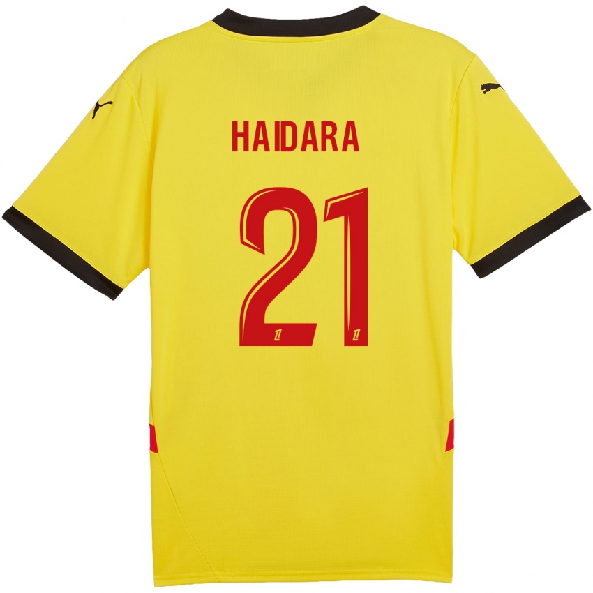 Gyermek Massadio Haidara #21 Sárga Piros Hazai Jersey 2024/25 Mez Póló Ing