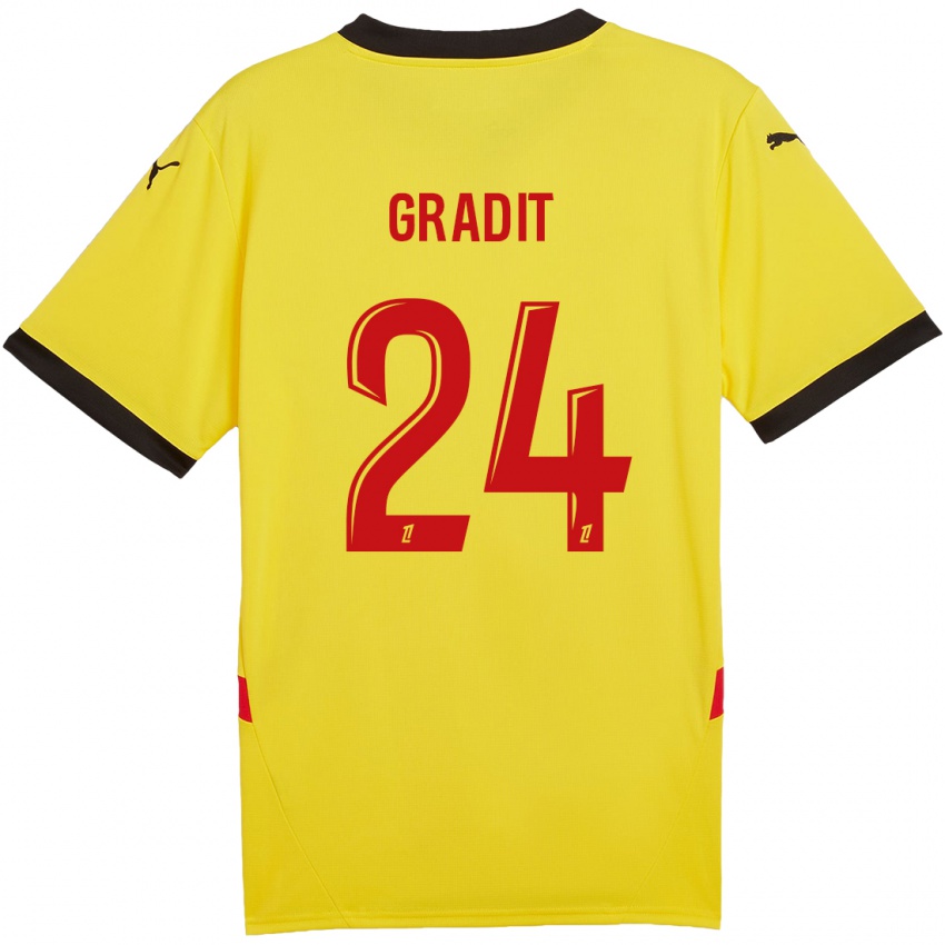 Gyermek Jonathan Gradit #24 Sárga Piros Hazai Jersey 2024/25 Mez Póló Ing