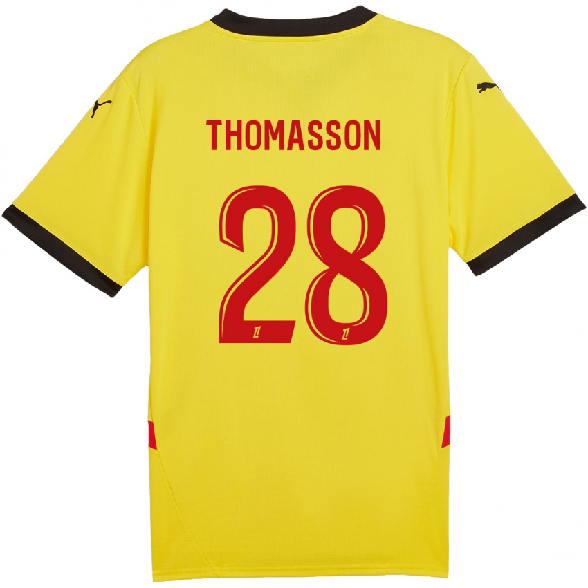 Gyermek Adrien Thomasson #28 Sárga Piros Hazai Jersey 2024/25 Mez Póló Ing