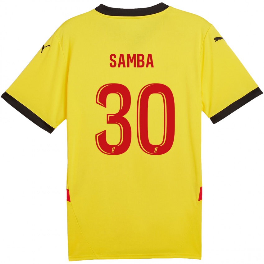 Gyermek Brice Samba #30 Sárga Piros Hazai Jersey 2024/25 Mez Póló Ing