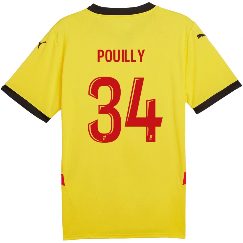 Gyermek Tom Pouilly #34 Sárga Piros Hazai Jersey 2024/25 Mez Póló Ing