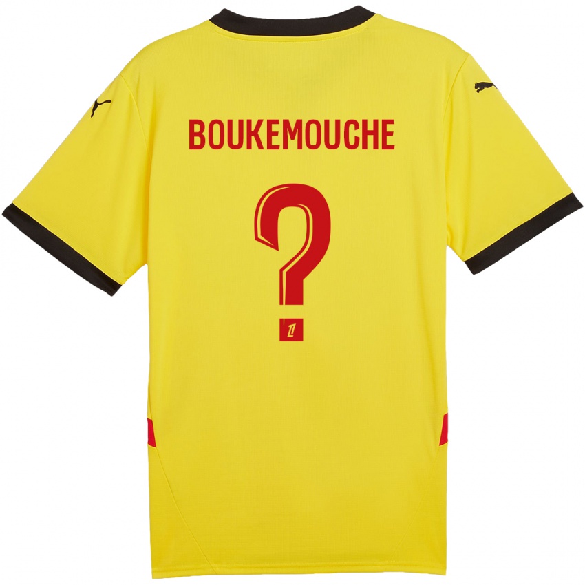 Gyermek Amine Boukemouche #0 Sárga Piros Hazai Jersey 2024/25 Mez Póló Ing