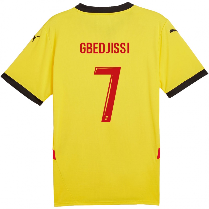 Gyermek Aude Gbedjissi #7 Sárga Piros Hazai Jersey 2024/25 Mez Póló Ing