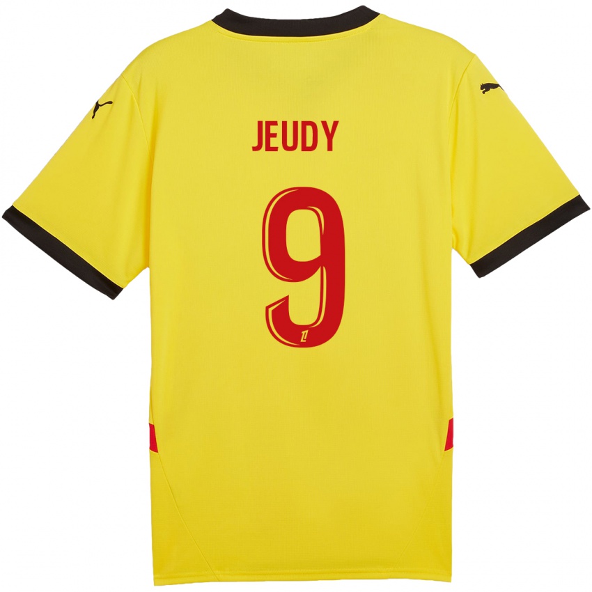 Gyermek Sherly Jeudy #9 Sárga Piros Hazai Jersey 2024/25 Mez Póló Ing