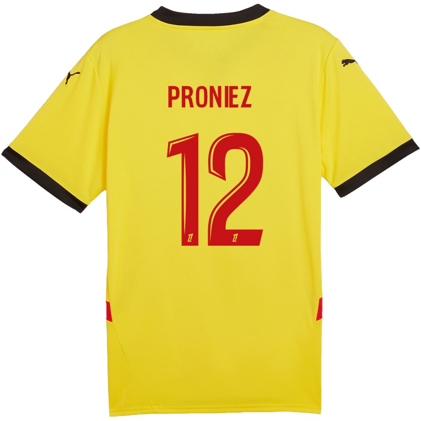 Gyermek Fany Proniez #12 Sárga Piros Hazai Jersey 2024/25 Mez Póló Ing