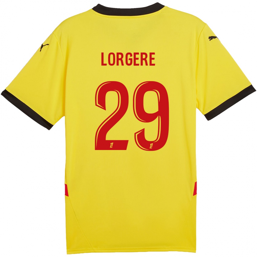 Gyermek Charlotte Lorgeré #29 Sárga Piros Hazai Jersey 2024/25 Mez Póló Ing