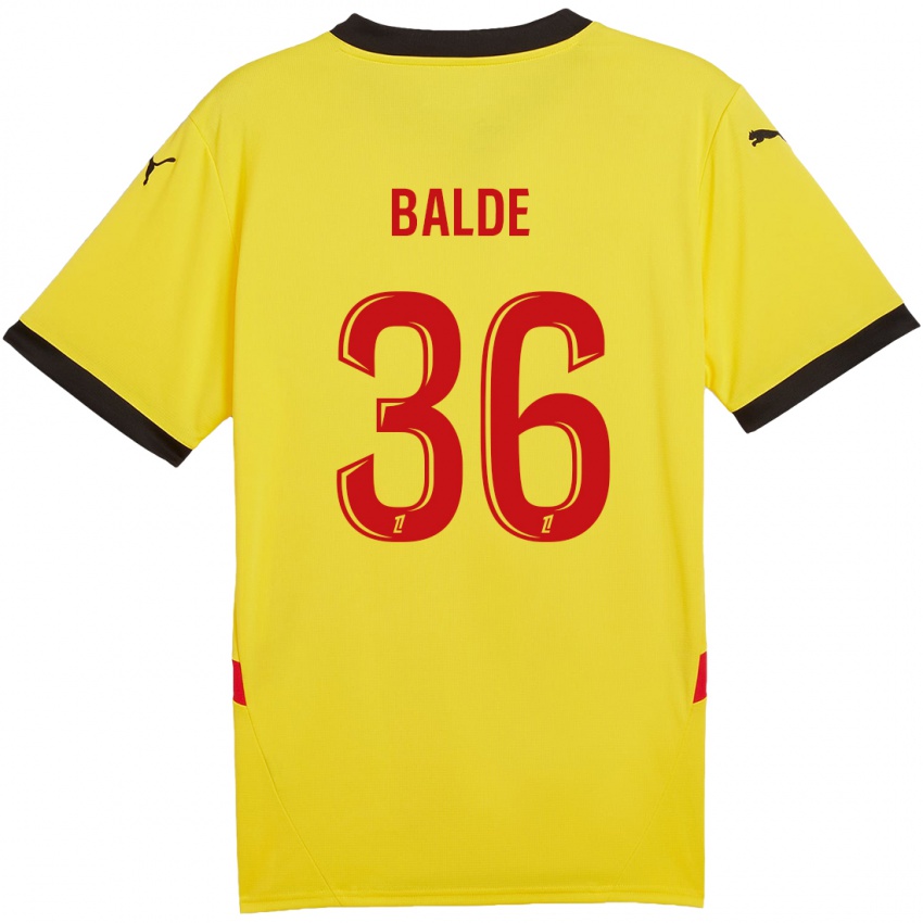 Gyermek Ibrahima Baldé #36 Sárga Piros Hazai Jersey 2024/25 Mez Póló Ing