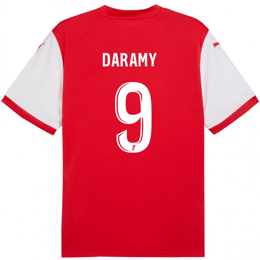 Gyermek Mohamed Daramy #9 Piros Fehér Hazai Jersey 2024/25 Mez Póló Ing