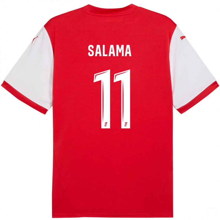 Gyermek Amine Salama #11 Piros Fehér Hazai Jersey 2024/25 Mez Póló Ing