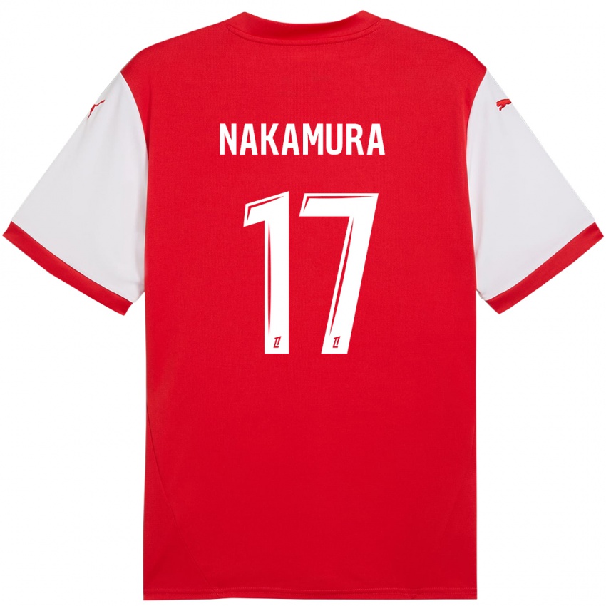 Gyermek Keito Nakamura #17 Piros Fehér Hazai Jersey 2024/25 Mez Póló Ing