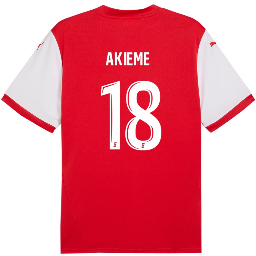 Gyermek Sergio Akieme #18 Piros Fehér Hazai Jersey 2024/25 Mez Póló Ing