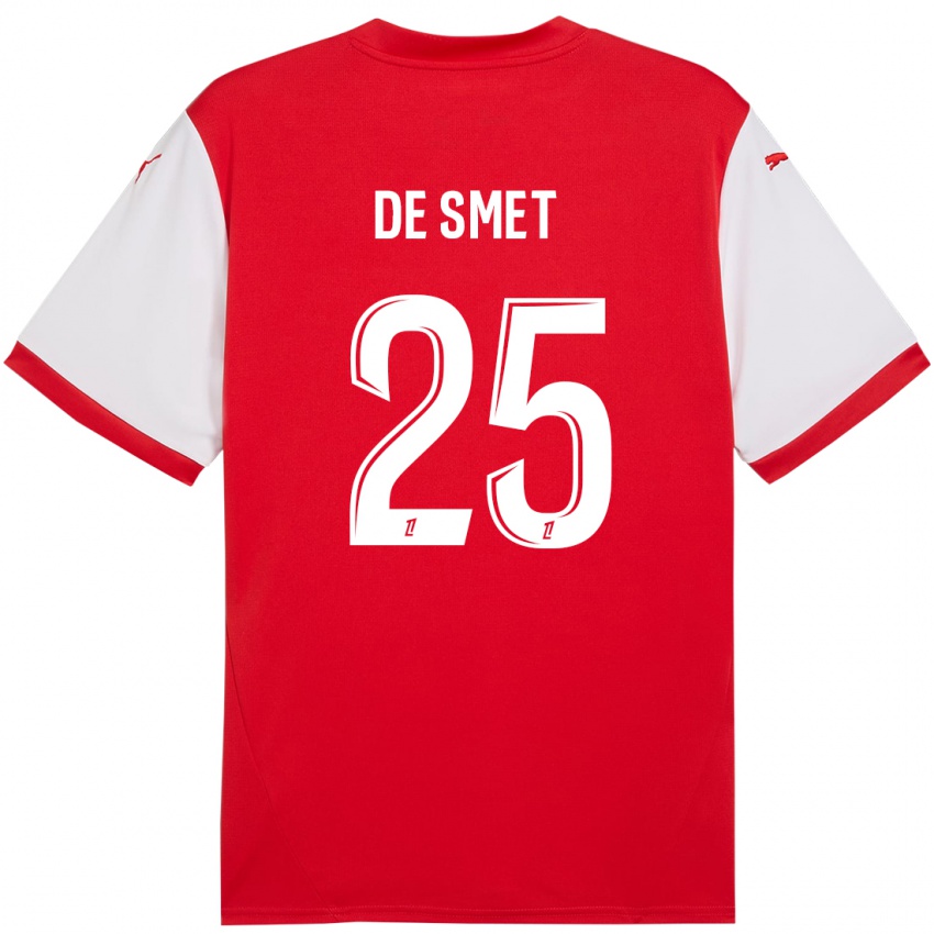 Gyermek Thibault De Smet #25 Piros Fehér Hazai Jersey 2024/25 Mez Póló Ing