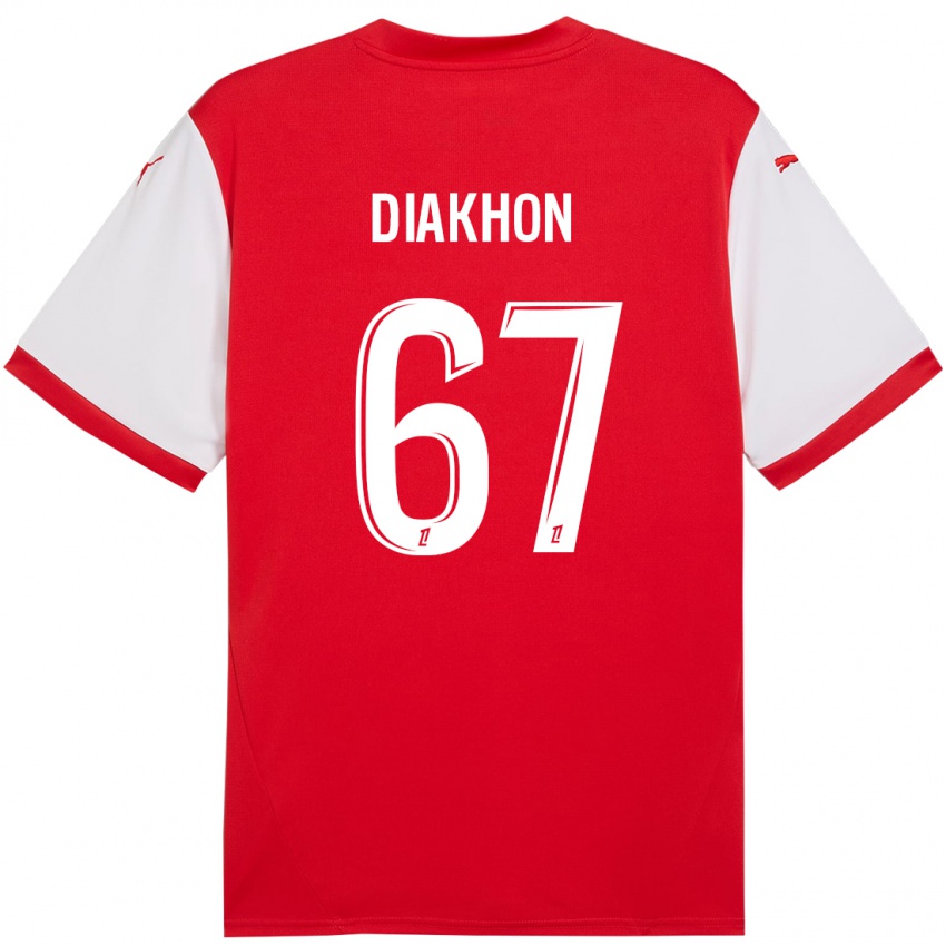 Gyermek Mamadou Diakhon #67 Piros Fehér Hazai Jersey 2024/25 Mez Póló Ing