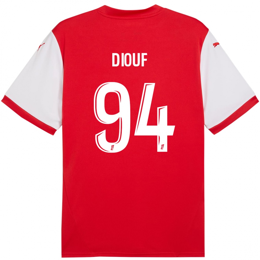 Gyermek Yehvann Diouf #94 Piros Fehér Hazai Jersey 2024/25 Mez Póló Ing