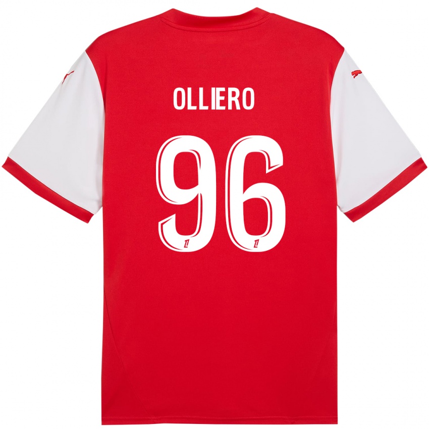 Gyermek Alexandre Olliero #96 Piros Fehér Hazai Jersey 2024/25 Mez Póló Ing