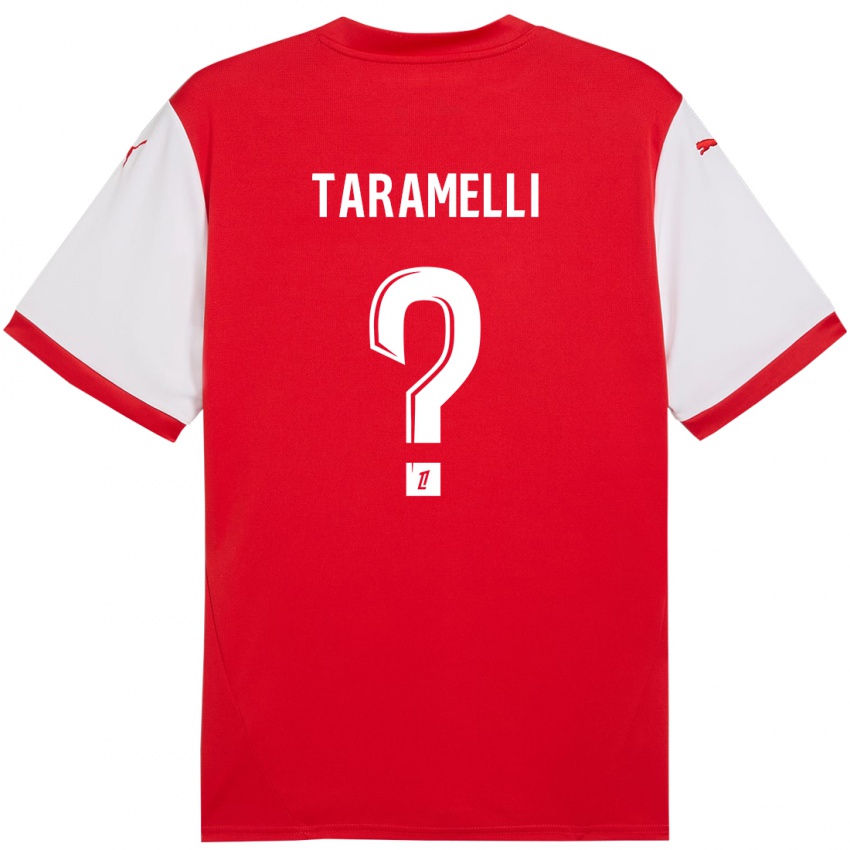 Gyermek Valentin Taramelli #0 Piros Fehér Hazai Jersey 2024/25 Mez Póló Ing