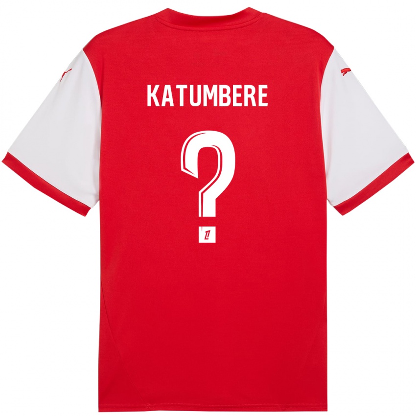 Gyermek Noah Katumbere #0 Piros Fehér Hazai Jersey 2024/25 Mez Póló Ing