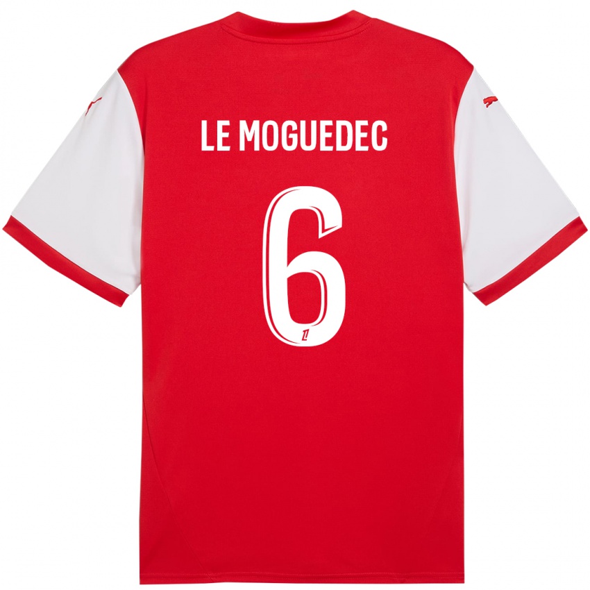 Gyermek Anaële Le Moguédec #6 Piros Fehér Hazai Jersey 2024/25 Mez Póló Ing