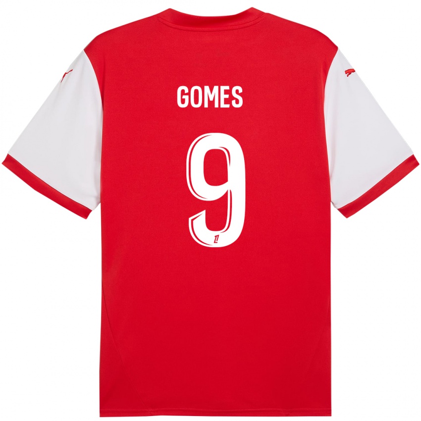 Gyermek Mélissa Gomes #9 Piros Fehér Hazai Jersey 2024/25 Mez Póló Ing