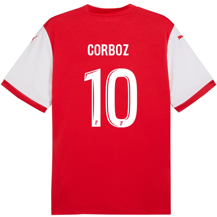 Gyermek Rachel Corboz #10 Piros Fehér Hazai Jersey 2024/25 Mez Póló Ing