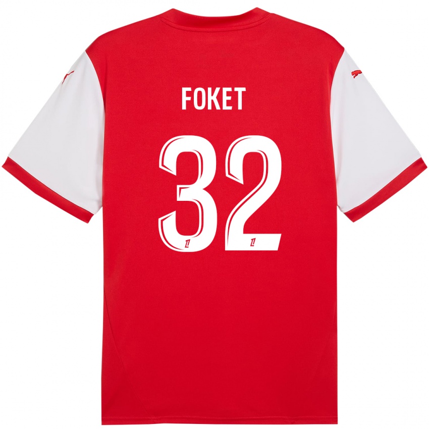 Gyermek Thomas Foket #32 Piros Fehér Hazai Jersey 2024/25 Mez Póló Ing