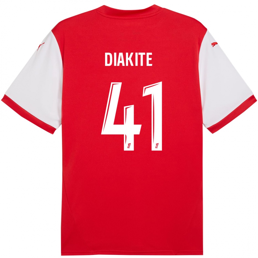 Gyermek Ibrahim Diakité #41 Piros Fehér Hazai Jersey 2024/25 Mez Póló Ing