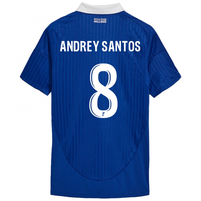 Gyermek Andrey Santos #8 Kék Fehér Hazai Jersey 2024/25 Mez Póló Ing