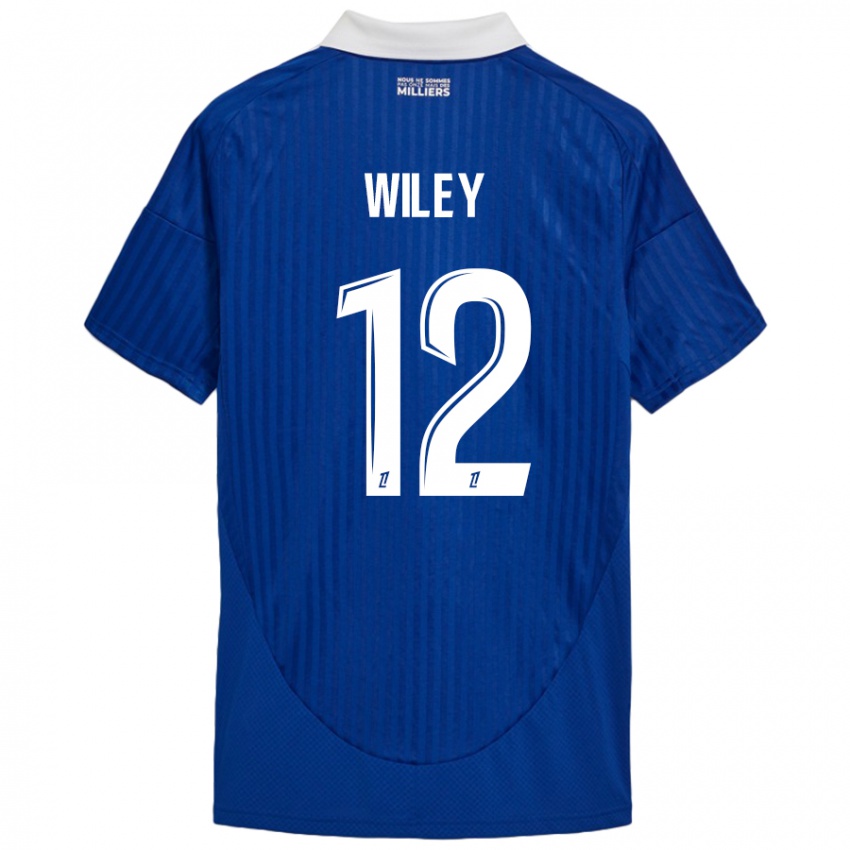 Gyermek Caleb Wiley #12 Kék Fehér Hazai Jersey 2024/25 Mez Póló Ing