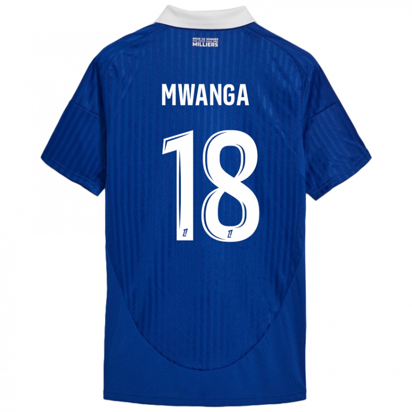 Gyermek Junior Mwanga #18 Kék Fehér Hazai Jersey 2024/25 Mez Póló Ing