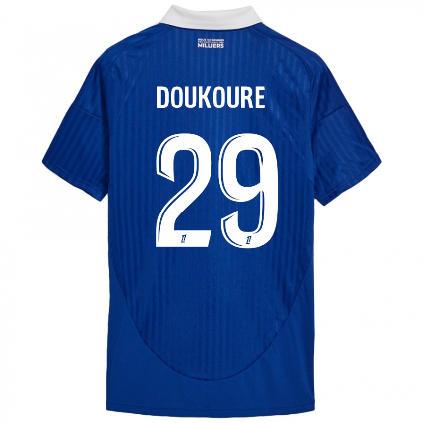 Gyermek Ismaël Doukouré #29 Kék Fehér Hazai Jersey 2024/25 Mez Póló Ing