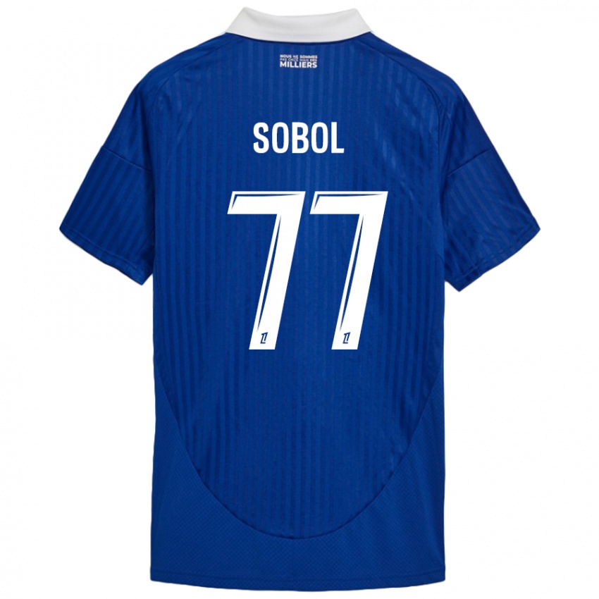 Gyermek Eduard Sobol #77 Kék Fehér Hazai Jersey 2024/25 Mez Póló Ing