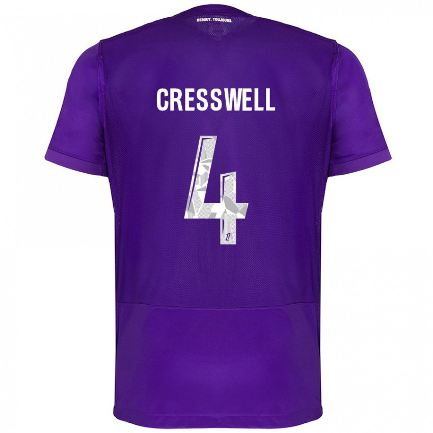 Gyermek Charlie Cresswell #4 Lila Fehér Hazai Jersey 2024/25 Mez Póló Ing