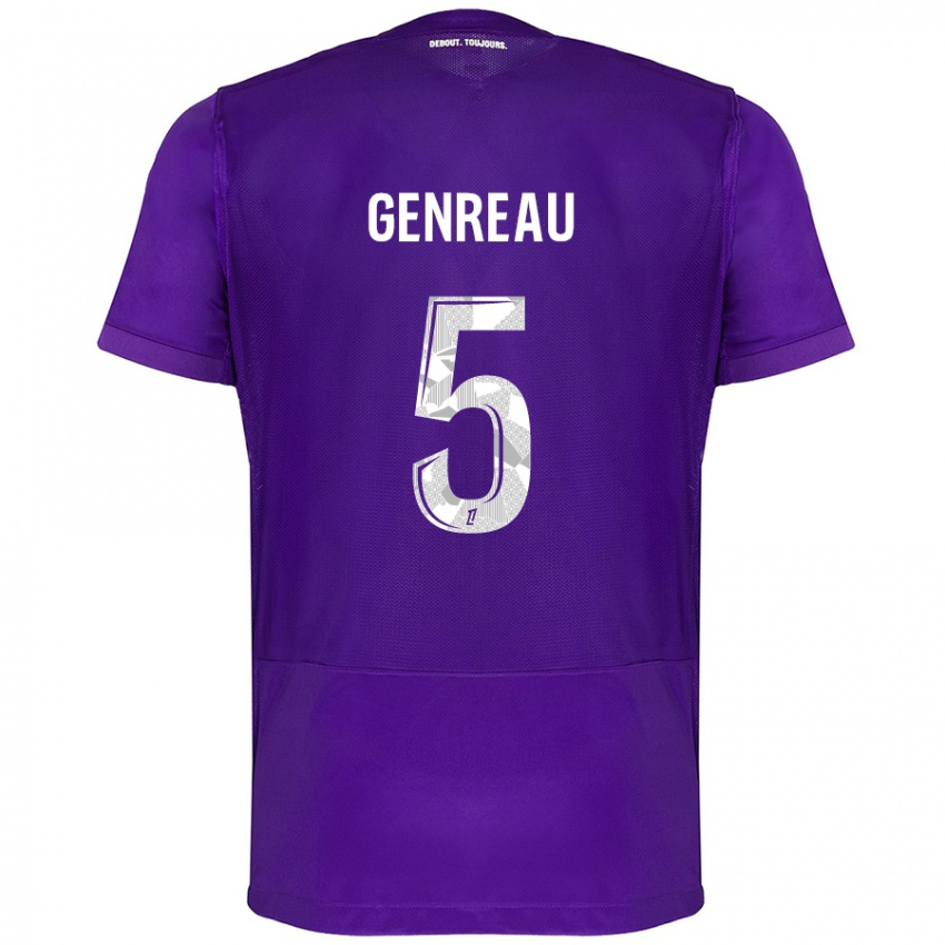 Gyermek Denis Genreau #5 Lila Fehér Hazai Jersey 2024/25 Mez Póló Ing