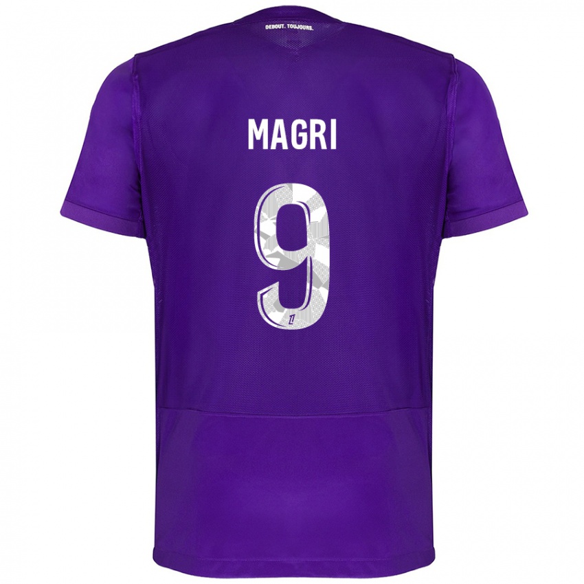 Gyermek Frank Magri #9 Lila Fehér Hazai Jersey 2024/25 Mez Póló Ing