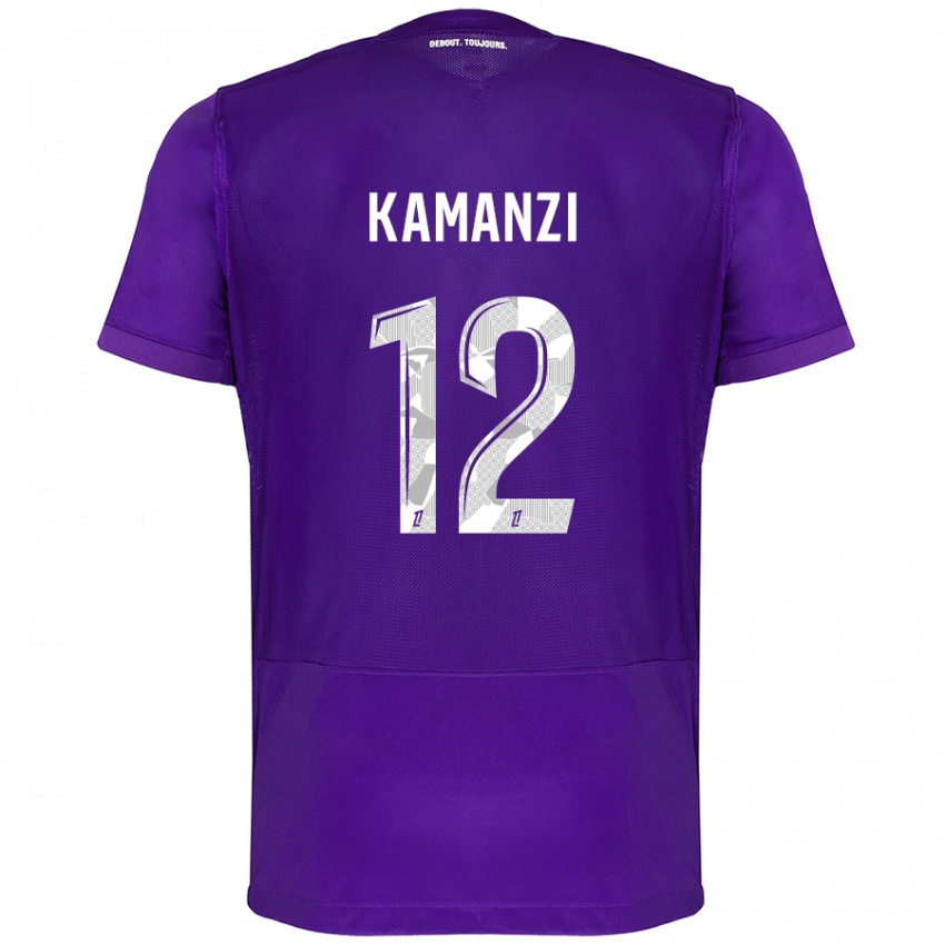 Gyermek Warren Kamanzi #12 Lila Fehér Hazai Jersey 2024/25 Mez Póló Ing