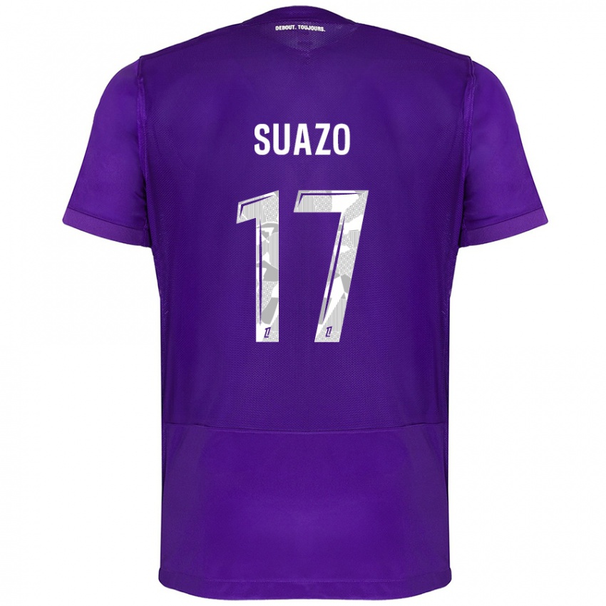 Gyermek Gabriel Suazo #17 Lila Fehér Hazai Jersey 2024/25 Mez Póló Ing