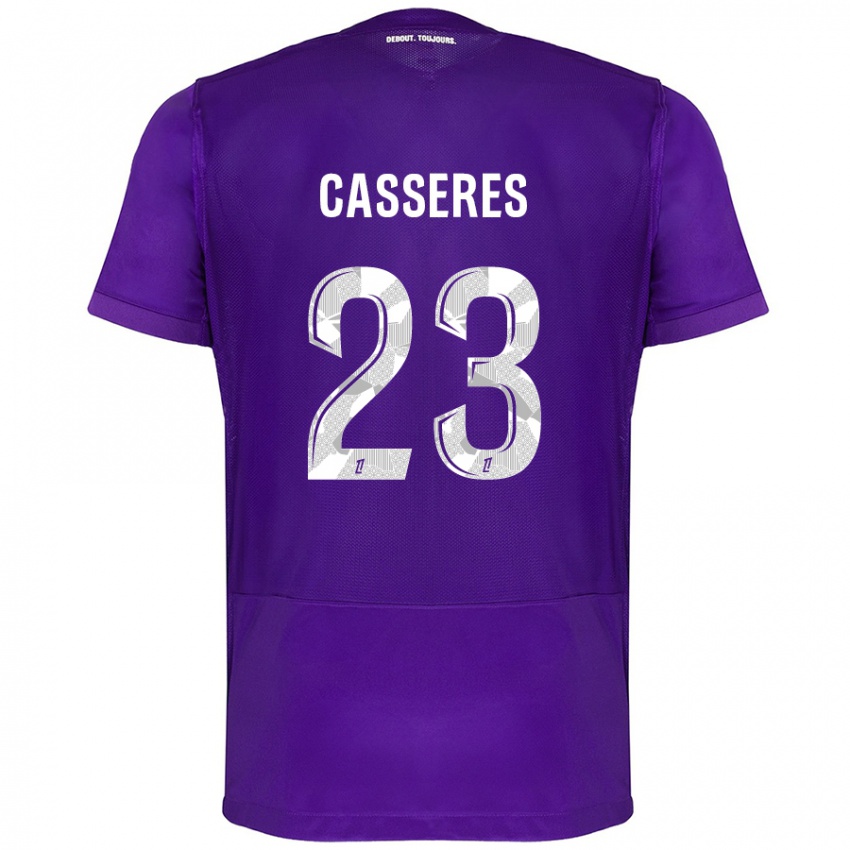 Gyermek Cristian Cásseres Jr. #23 Lila Fehér Hazai Jersey 2024/25 Mez Póló Ing