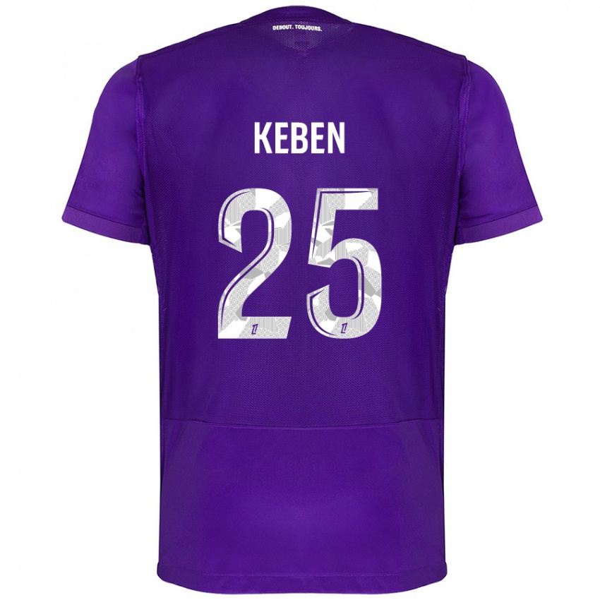 Gyermek Kévin Keben #25 Lila Fehér Hazai Jersey 2024/25 Mez Póló Ing