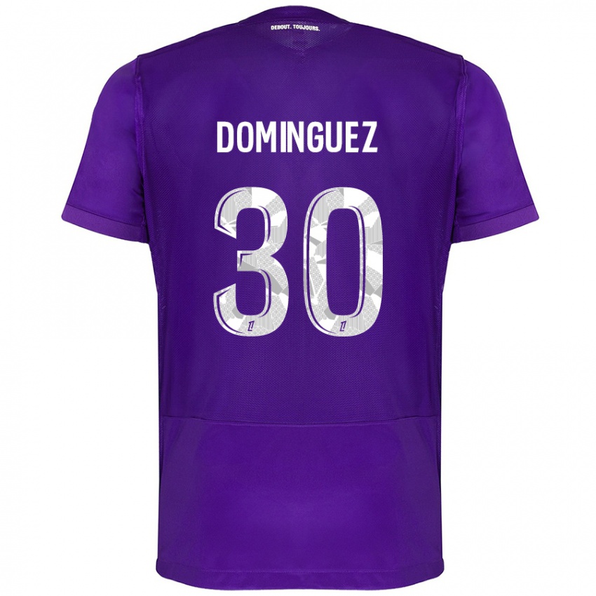 Gyermek Álex Domínguez #30 Lila Fehér Hazai Jersey 2024/25 Mez Póló Ing